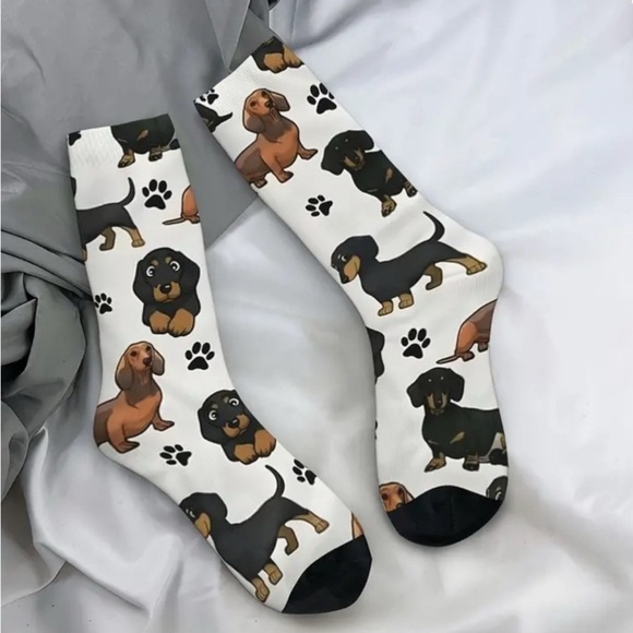 Dachshund Doxie‎ Weiner Sausage Dog Novelty Crew Tube Socks Unisex Men’s Women’s - Picture 6 of 14